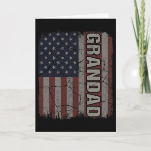 Grandad American Flag Vintage Father's Day 4th Of Card