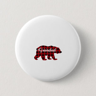 Grandad Bear Buffalo Red Plaid Matching Family 6 Cm Round Badge