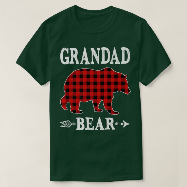 Grandad Bear Christmas Pajama Red Plaid Buffalo Fa T-Shirt (Design Front)