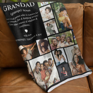 Grandad Definition Photo Collage Fleece Blanket
