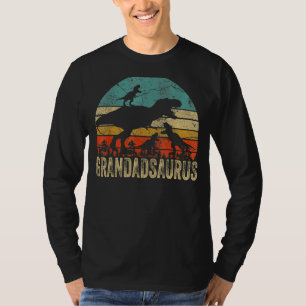 Grandad Dinosaur Grandadsaurus 3 Two Kids Christma T-Shirt