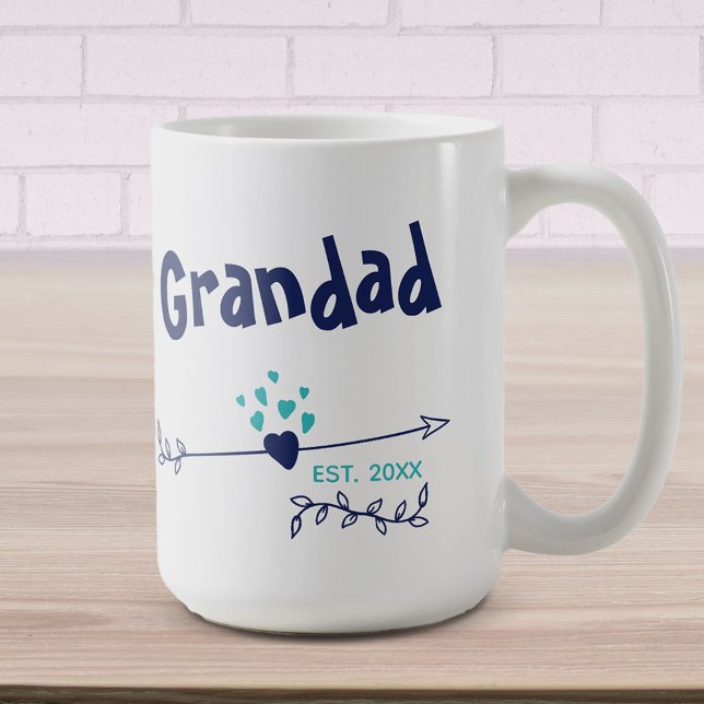 Grandad Est 20xx - Hearts & Arrows - Two Tone Blue Coffee Mug (Creator Uploaded)