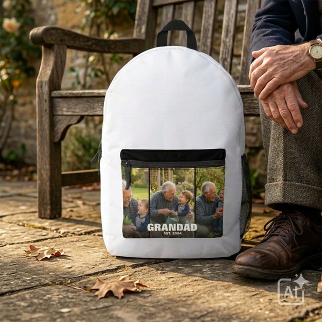 Grandad Est Gift For First Time Grandpa Printed Backpack (Grandad Est Gift For First Time Grandpa Printed Backpack)