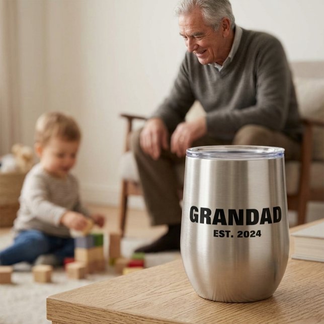 Grandad Est Year Bold New Grandfather (Grandad Est Year Bold New Grandfather Thermal Wine Tumbler)
