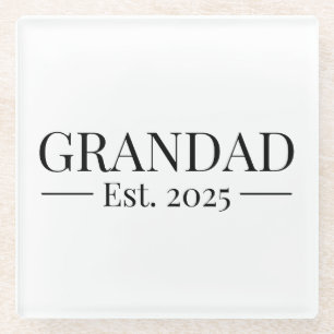 Grandad Established 2025 Glass Coaster