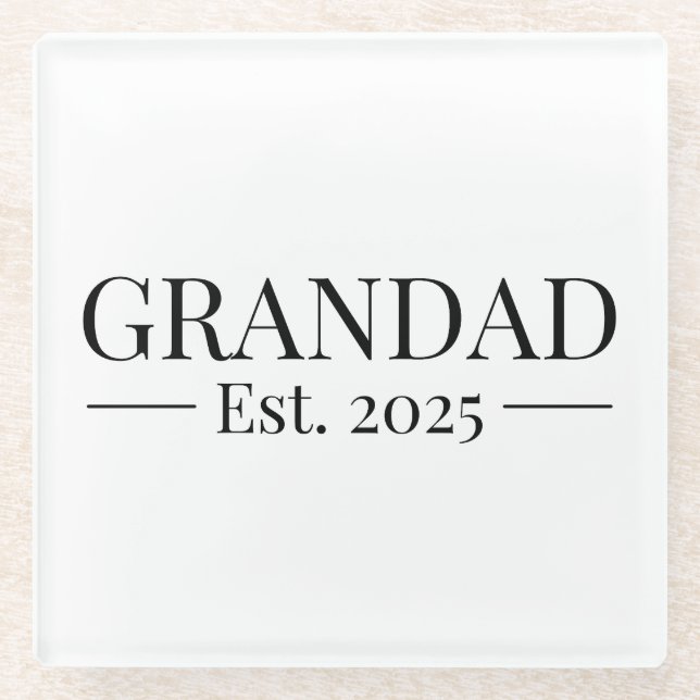 Grandad Established 2025 Glass Coaster (Front)