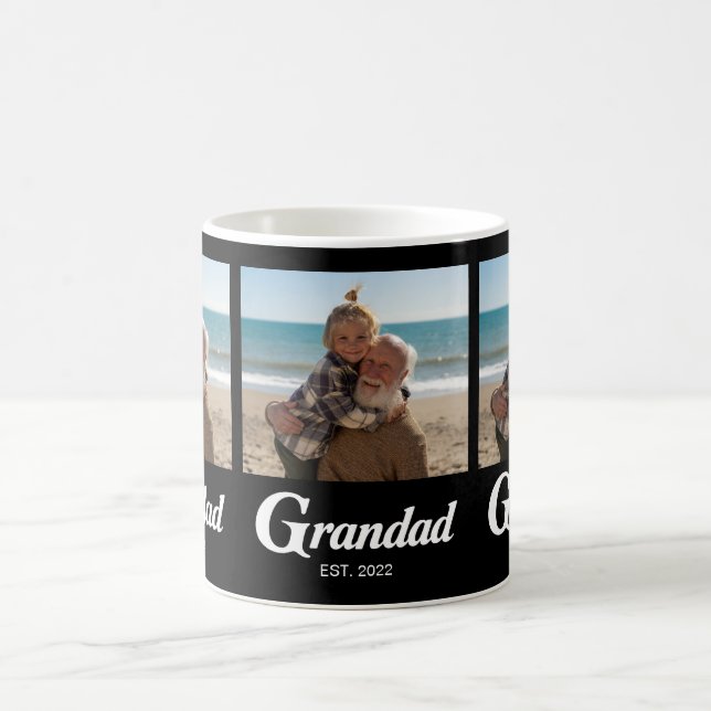 Grandad Established Bold Black 3 Photo Coffee Mug (Center)