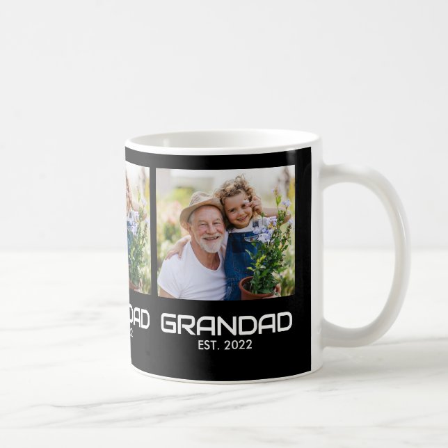 Grandad Established Bold Black 3 Photo Coffee Mug (Right)