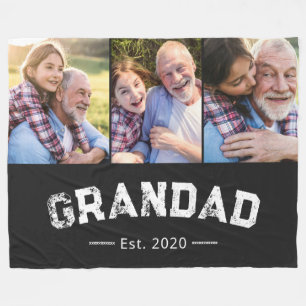 Grandad Established Bold Black 3 Photo Fleece Blanket