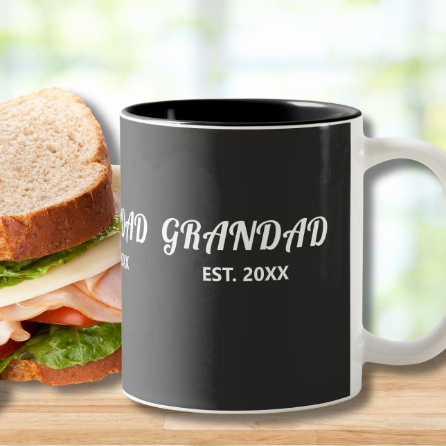 Grandad Established Bold White Typography Two-Tone Coffee Mug (Creator Uploaded)