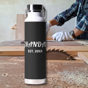 Grandad Established Bold White Typography Water Bottle