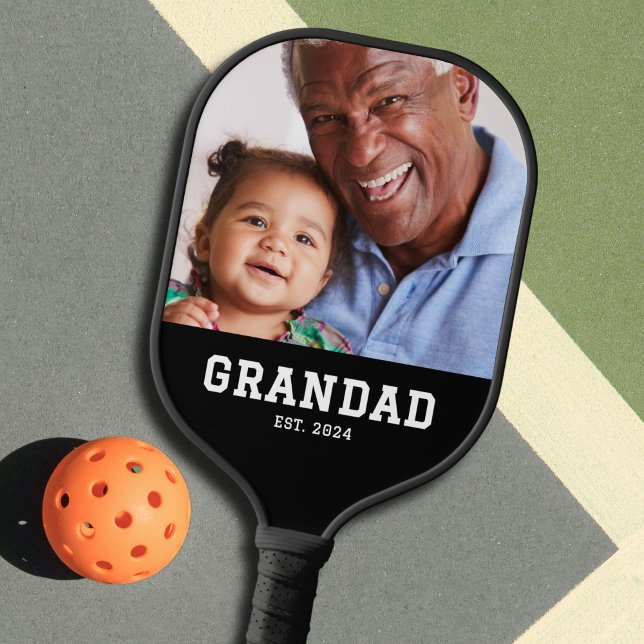 Grandad Established Fun Bold Photo Pickleball Paddle (Creator Uploaded)