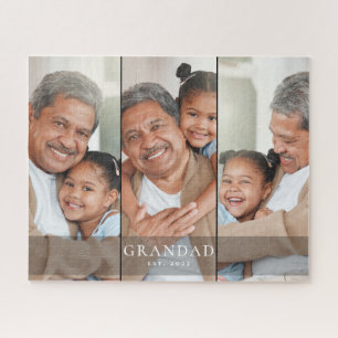 Grandad Established Modern 3 Photo Jigsaw Puzzle