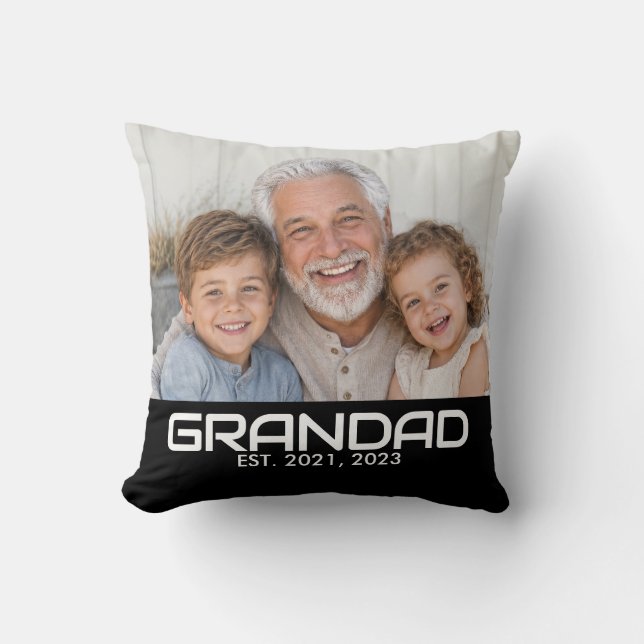 Grandad Established Modern Bold Photo Cushion (Front)