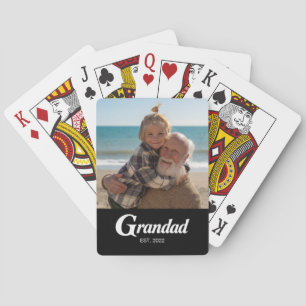 Grandad Established Modern Bold Photo Playing Cards