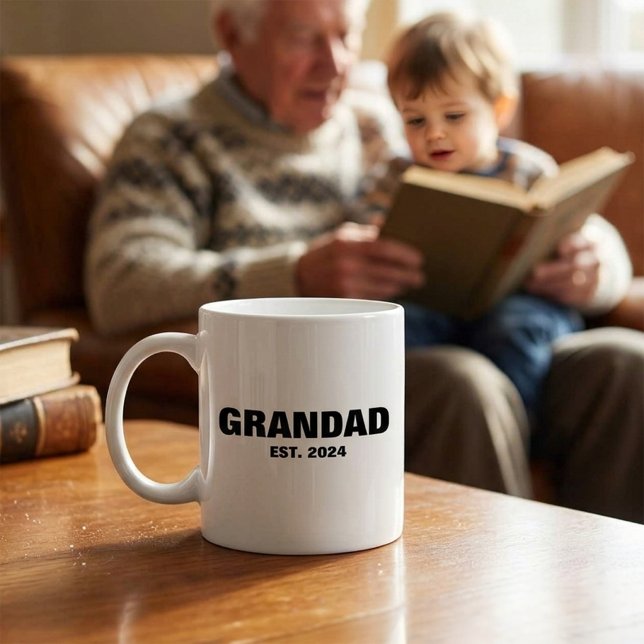 Grandad Established Modern Bold Typography Gift Coffee Mug (Grandad Established Modern Bold Typography Gift)