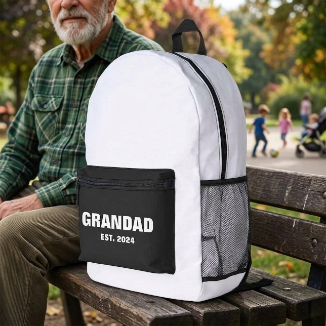 Grandad Established Modern Bold Typography Printed Backpack (Grandad Established Modern Bold Typography Printed Backpack)