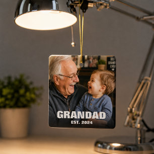 Grandad Established Modern Photo Ceramic Ornament