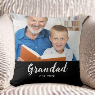 Grandad Established Modern Script Photo Cushion