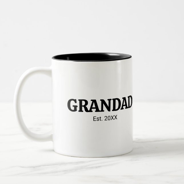 Grandad Established New Grandad Gift Two-Tone Coffee Mug (Left)