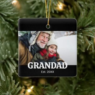 Grandad Established Photo Ceramic Ornament