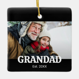 Grandad Established Photo Ceramic Ornament