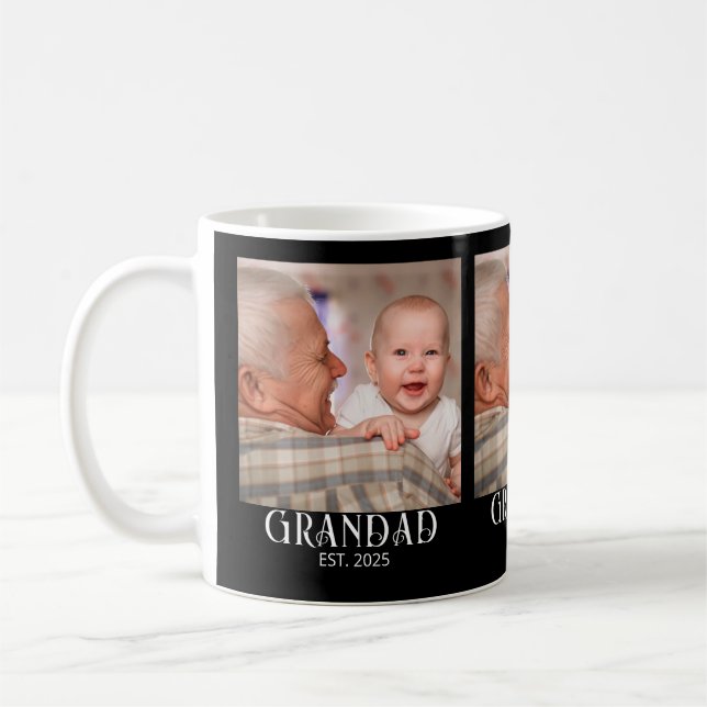 Grandad Established Photo Gift Coffee Mug (Left)