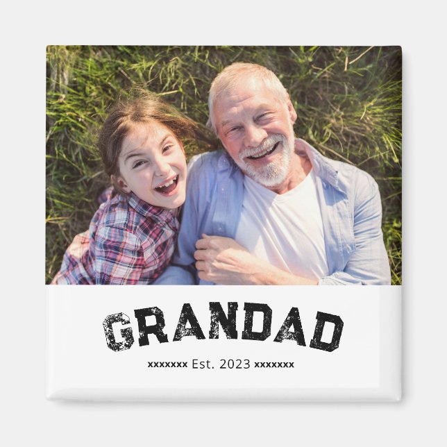 Grandad Established Photo Gift Magnet (Front)