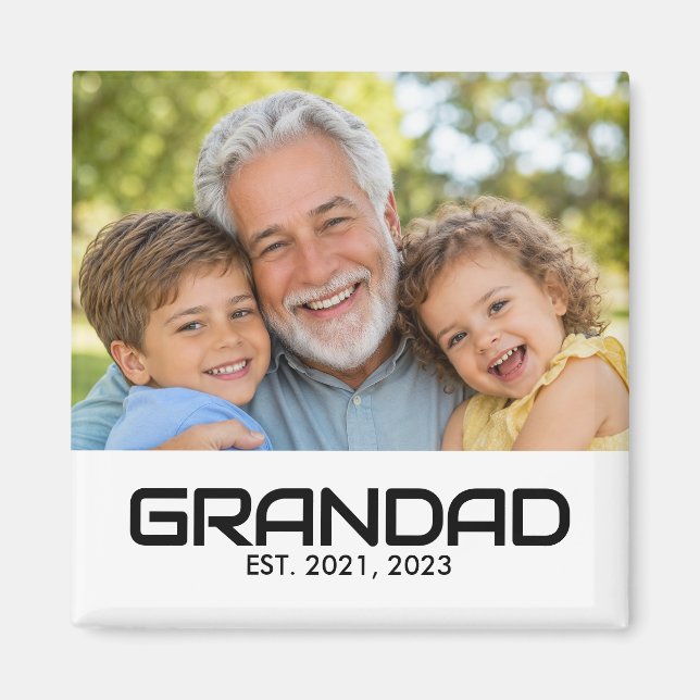 Grandad Established Photo Gift Magnet (Front)