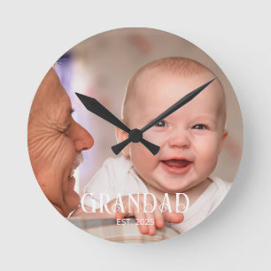 Grandad Established Photo Gift Round Clock