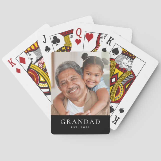 Grandad Established Photo Playing Cards (Back)