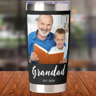 Grandad Established Script 2 Photo Black Insulated Tumbler