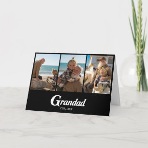 Grandad Established Script Black 3 Photo Card