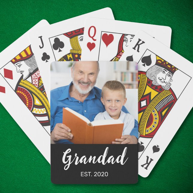 Grandad Established Script Photo Playing Cards (Creator Uploaded)