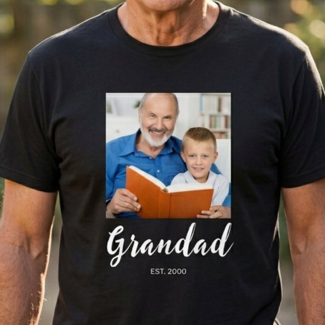 Grandad Established Script Photo  T-Shirt (Creator Uploaded)