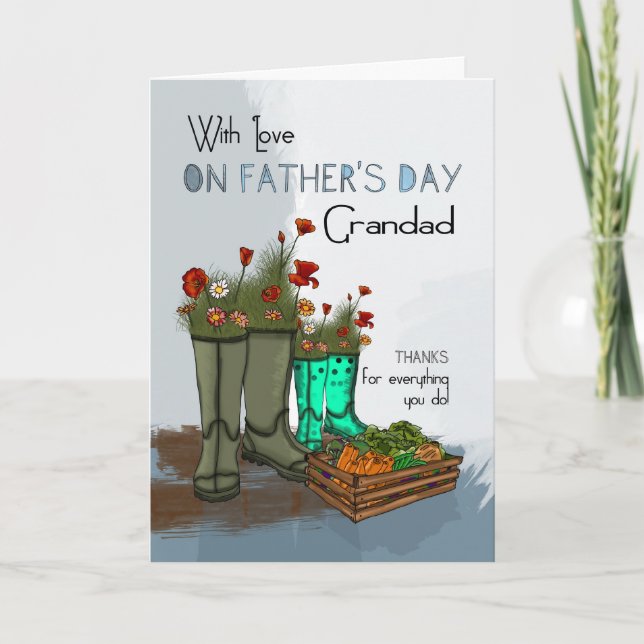 Grandad Father's Day Greeting Card With Rain Boots (Front)