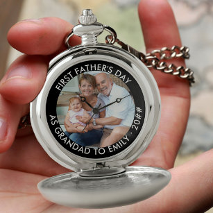  Grandad First Fathers Day Personalised Photo Pocket Watch