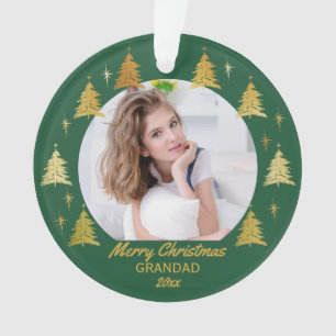 Grandad Green and Gold Christmas Trees Photo Ornament