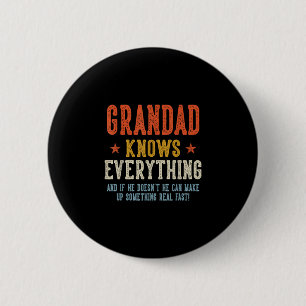 Grandad knows everything father's day retro 6 cm round badge