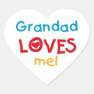 Grandad Loves Me T-shirts and Gifts Heart Sticker