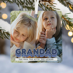 Grandad Man Myth Legend Photo Christmas Metal Tree Decoration