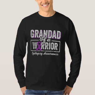 Grandad of a Warrior Epilepsy Grandad Purple Ribbo T-Shirt