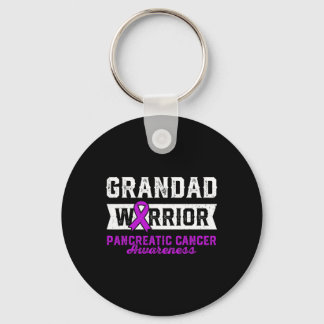 Grandad Of A Warrior Pancreatic Purple Ribbon Supp Key Ring
