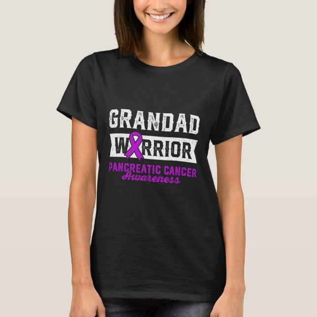 Grandad Of A Warrior Pancreatic Purple Ribbon Supp T-Shirt (Front)