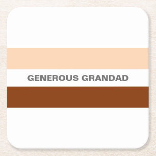 Grandad Peach and Brown Classic Square Paper Coaster