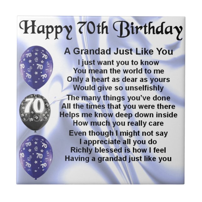 grandad poem - 70th Birthday Tile (Front)