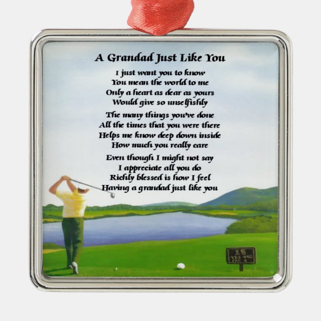 Grandad Poem - Golf Metal Tree Decoration (Front)
