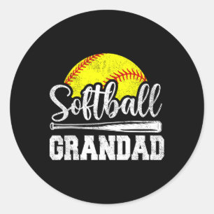 Grandad Softball Player Game Day Father's Day Gift Classic Round Sticker