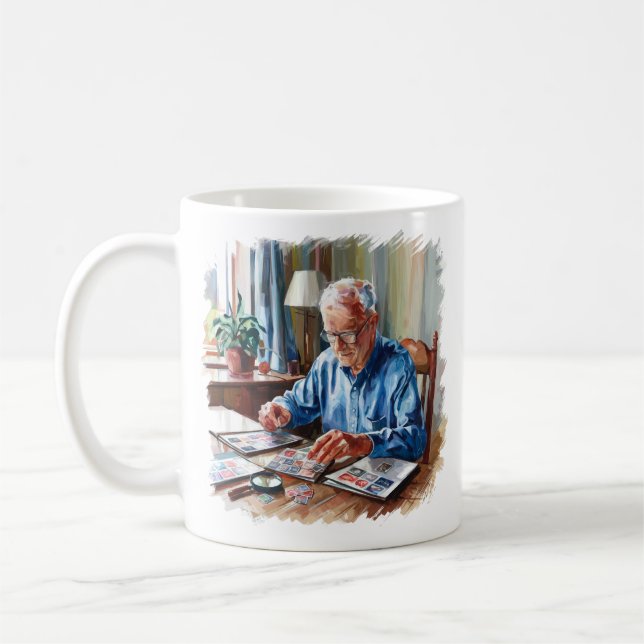 Grandad Stamp Collecting Philatelist Gift Coffee Mug (Left)