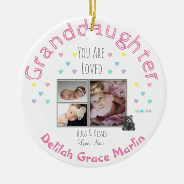 Grandaughter Ceramic Photo Ornament  (Front)
